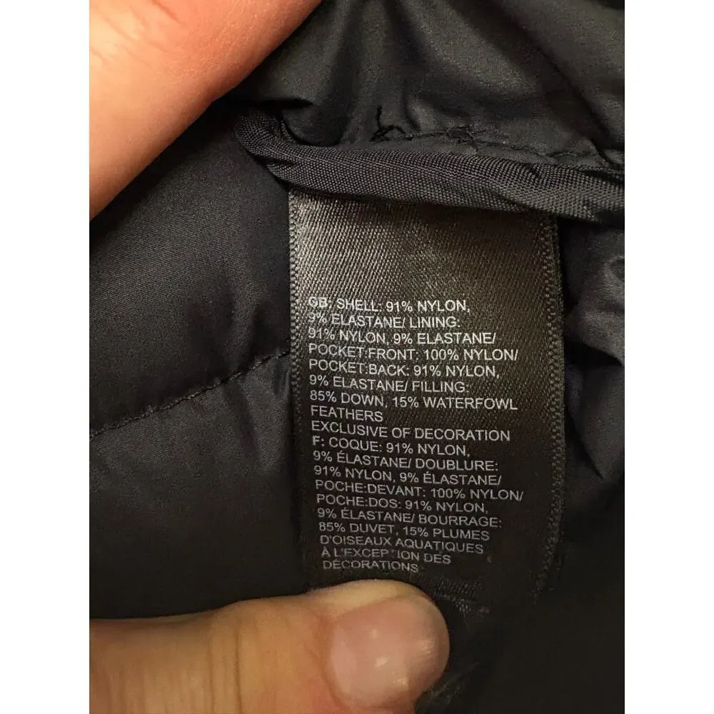 The North Face Stretch Down Puffer Jacket Mens Large Black Slim Fit 700 Full Zip